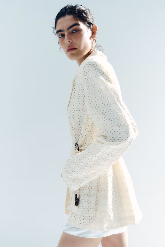 Пиджак из хлопка с английской вышивкой