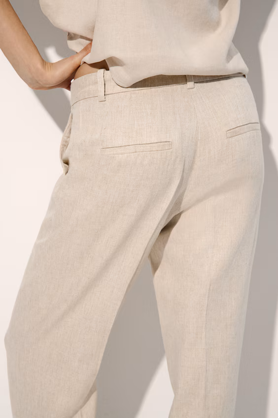 Брюки классические из смеси льна
