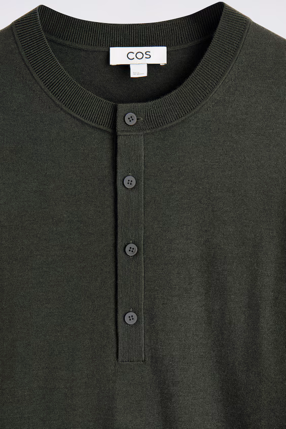 Топ henley облегающий из мериносовой шерсти