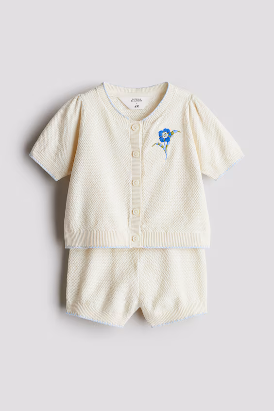 Комплект из 2 предметов из рубчика с вышивкой