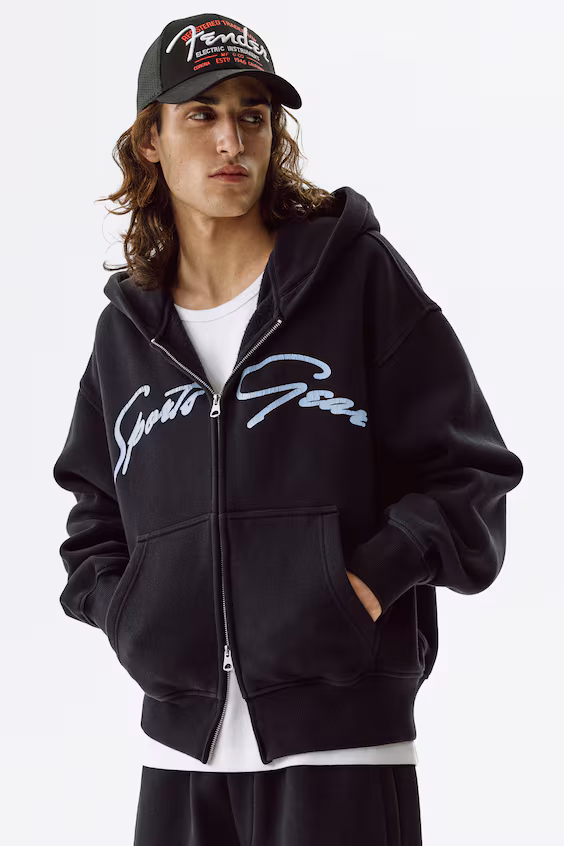 Пальто с капюшоном и молнией oversized fit