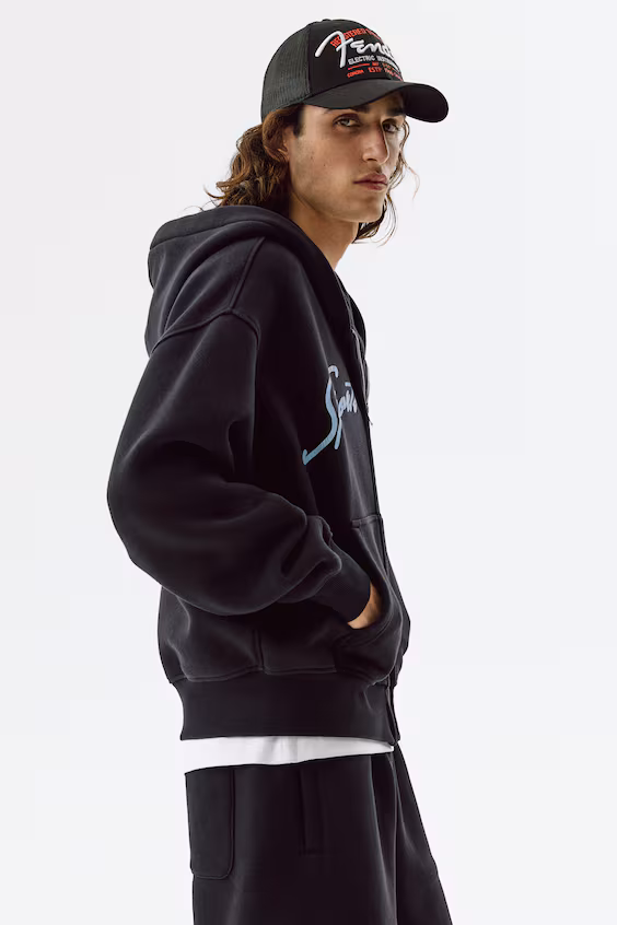 Пальто с капюшоном и молнией oversized fit