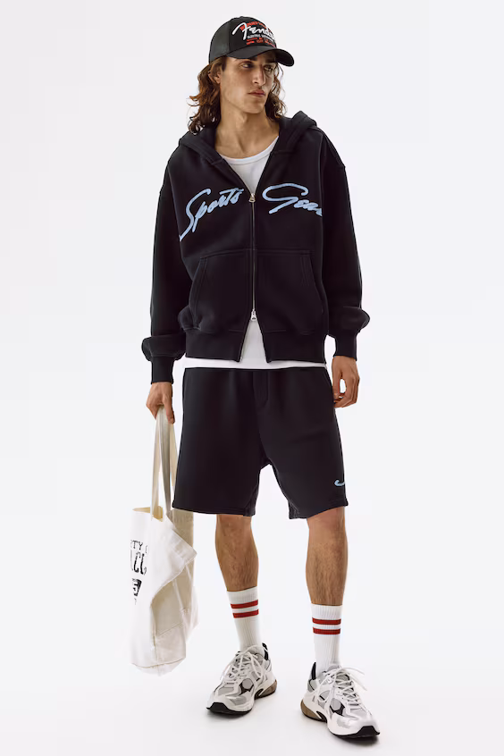 Пальто с капюшоном и молнией oversized fit