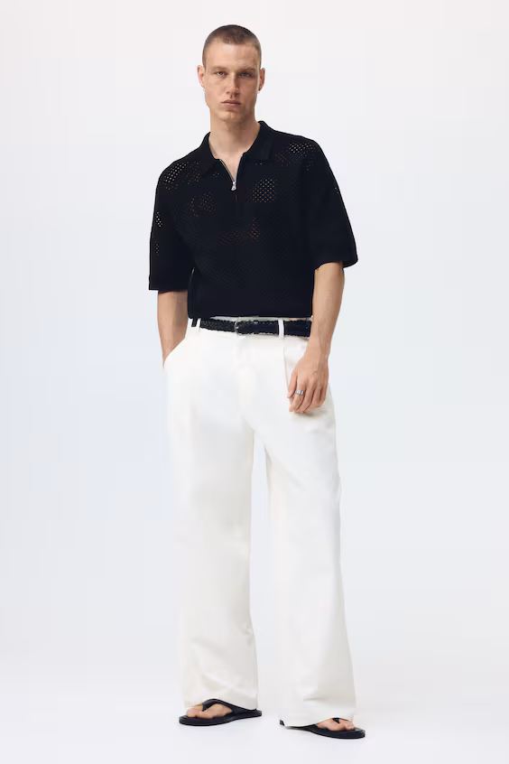 Поло из трикотажа с открытым петлевым рельефом relaxed fit