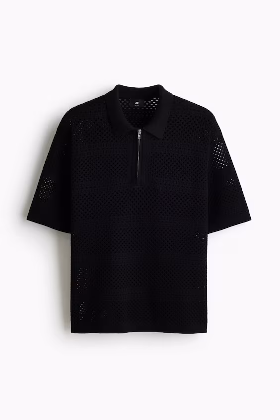 Поло из трикотажа с открытым петлевым рельефом relaxed fit