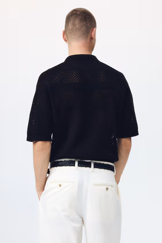 Поло из трикотажа с открытым петлевым рельефом relaxed fit