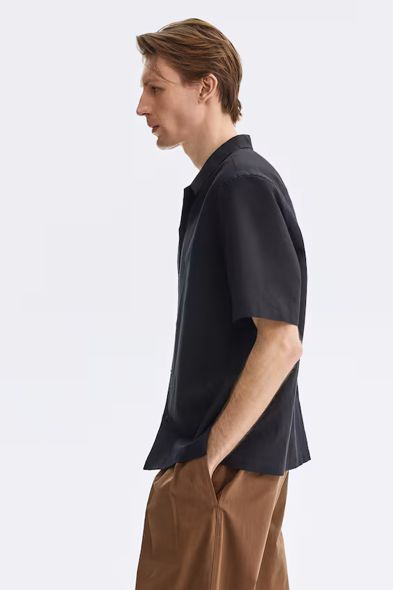Рубашка курортного стиля loose fit из смесового льна