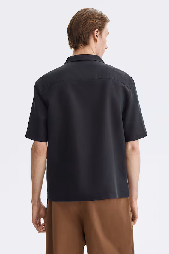 Рубашка курортного стиля loose fit из смесового льна