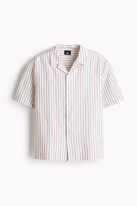 Рубашка курортного стиля loose fit из смесового льна