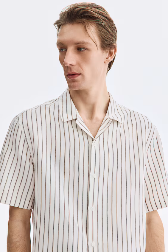 Рубашка курортного стиля loose fit из смесового льна