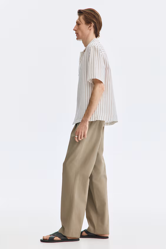 Рубашка курортного стиля loose fit из смесового льна