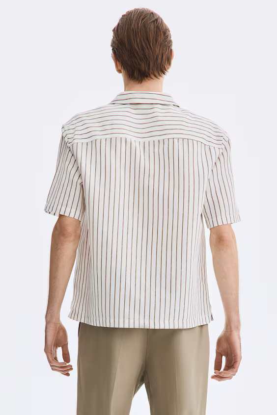 Рубашка курортного стиля loose fit из смесового льна