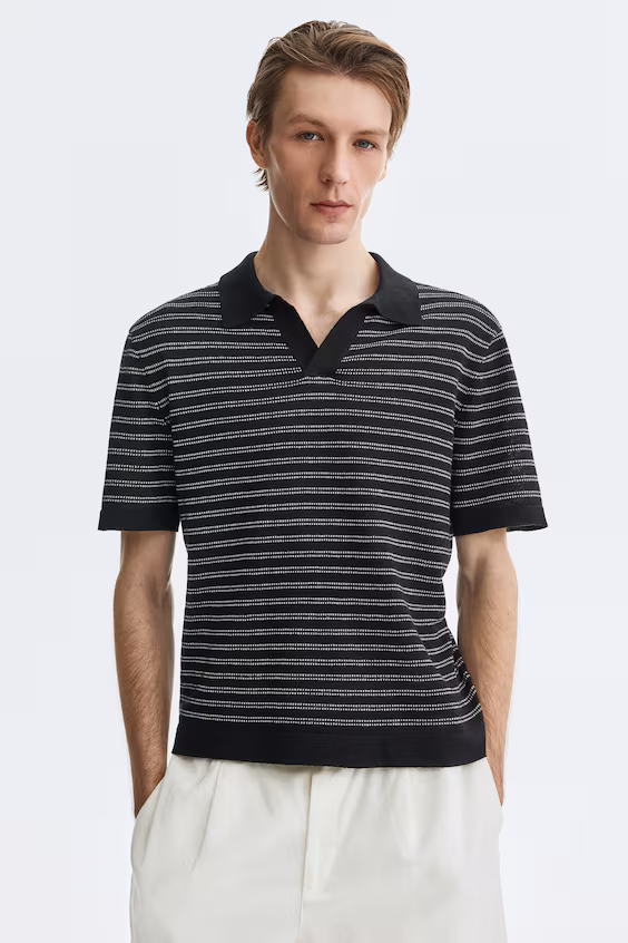 Поло regular fit из смесового льна