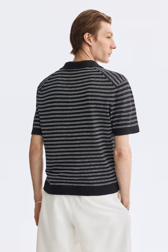 Поло regular fit из смесового льна