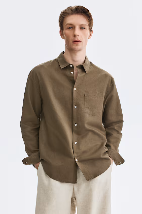 Рубашка loose fit из смесового льна