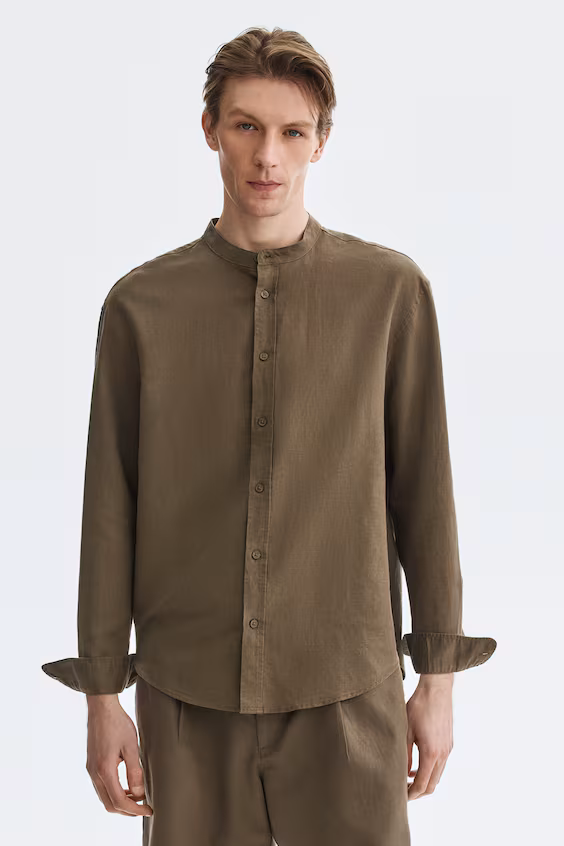 Рубашка loose fit из смесового льна
