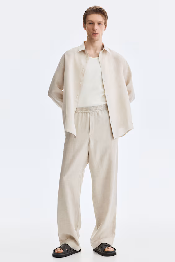 Брюки loose fit из льна