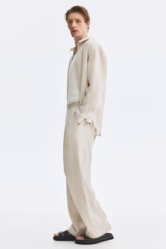 Брюки loose fit из льна