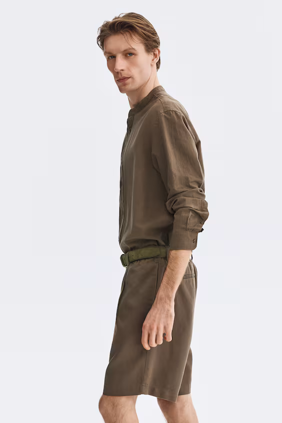Шорты из смесового льна relaxed fit