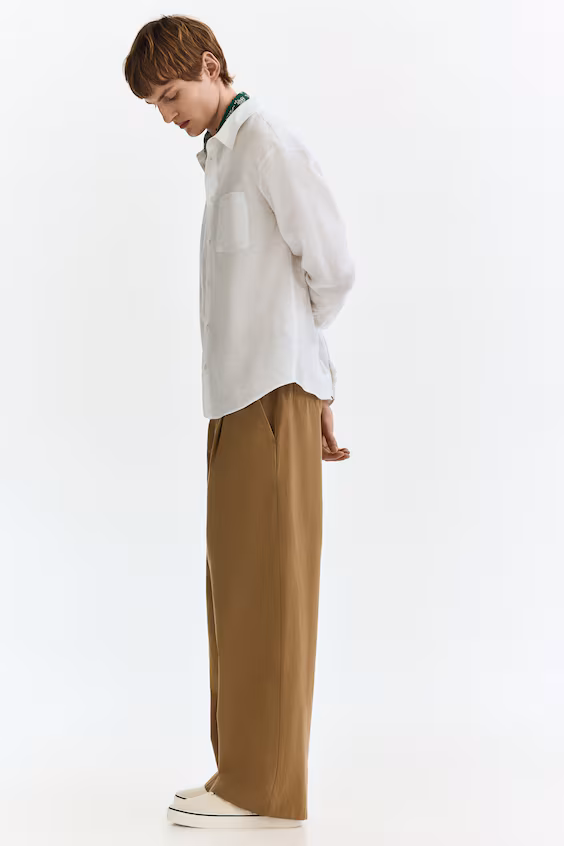 Рубашка в рубчик смешанного льна relaxed fit