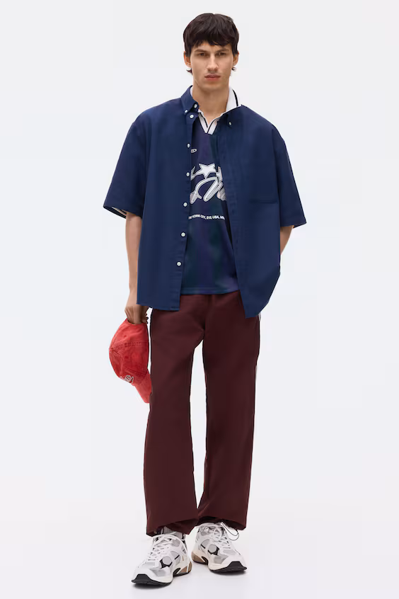 Рубашка oxford короткий рукав relaxed fit