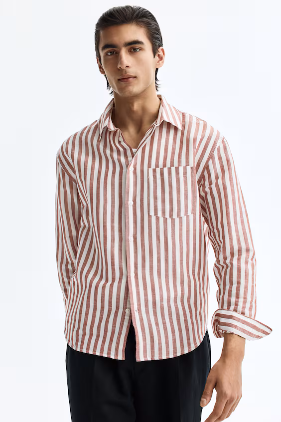 Рубашка из льняной смеси relaxed fit