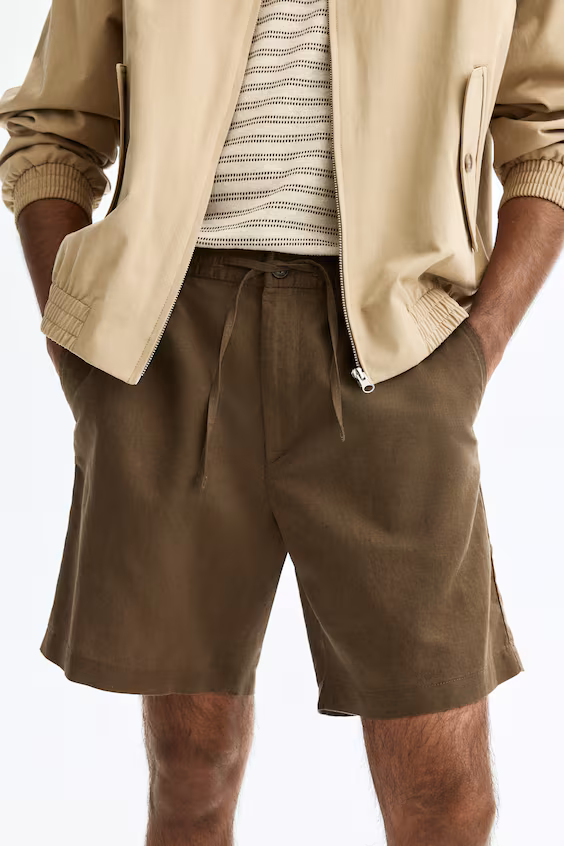 Шорты из смесового льна regular fit