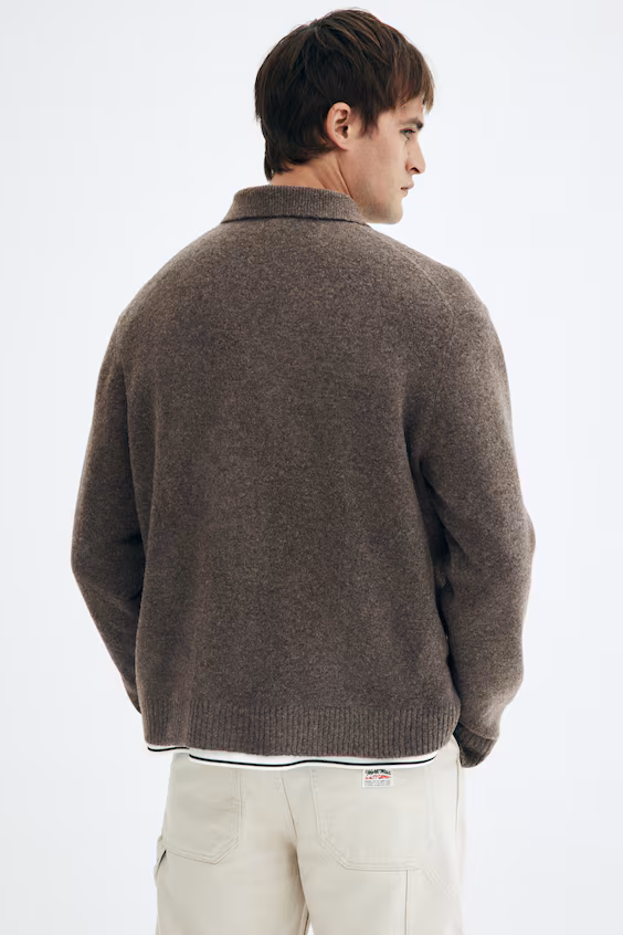 Кардиган из рубчика с воротником regular fit