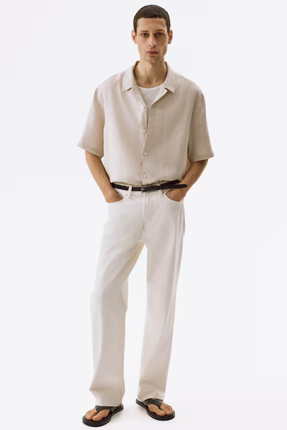 Рубашка курортного стиля из льна relaxed fit