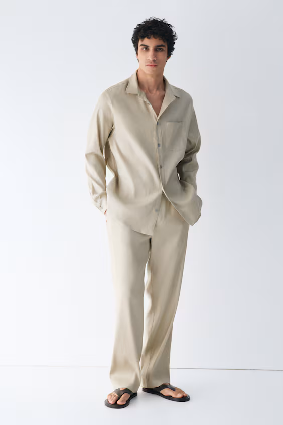 Рубашка из смесового льна easy care regular fit