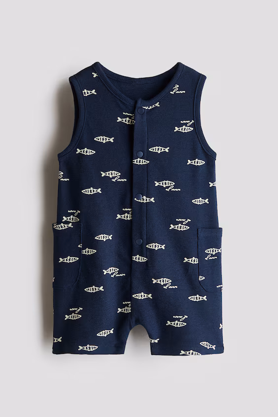 Комфортный короткий комбинезон из хлопка с турецким принтом h&m