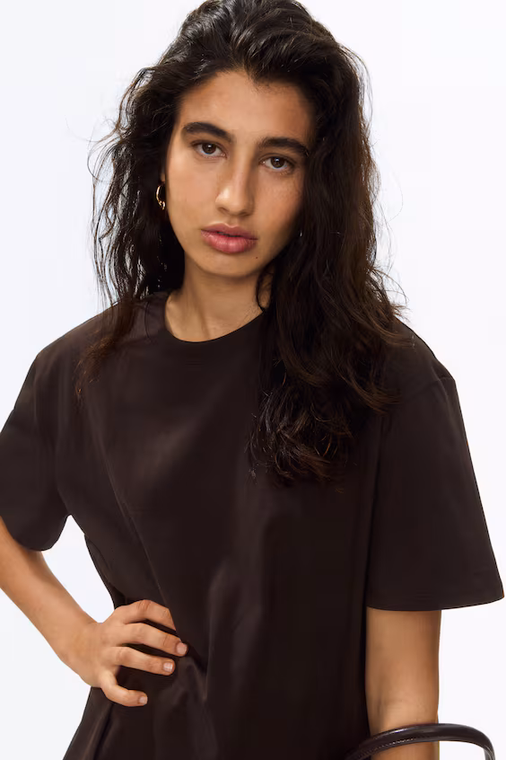 Асимметричная футболка с кружевом h&m