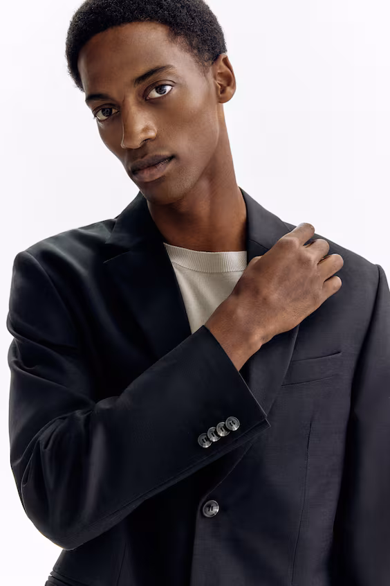 Простой двубортный пиджак стандартного кроя h&m