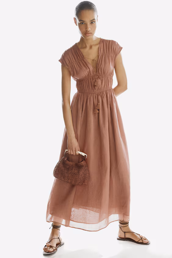 Платье из рами с регулируемыми шнурками h&m