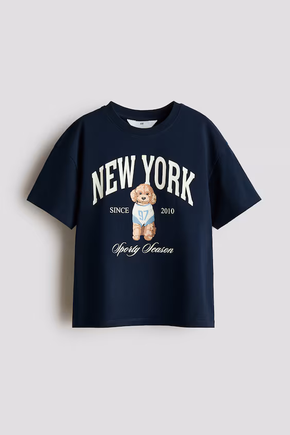 Футболка с принтом из хлопка h&m