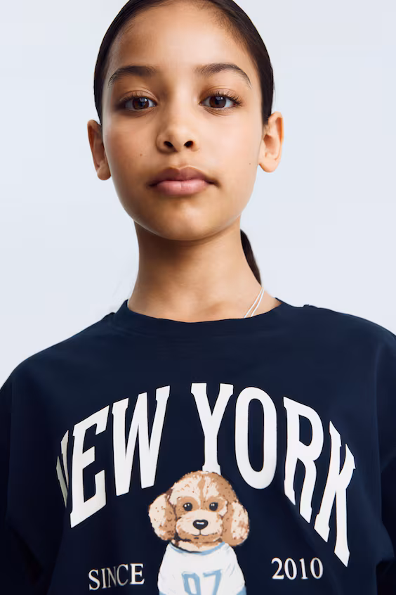 Футболка с принтом из хлопка h&m