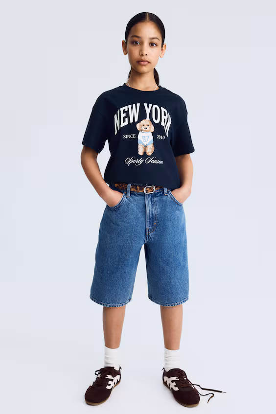 Футболка с принтом из хлопка h&m