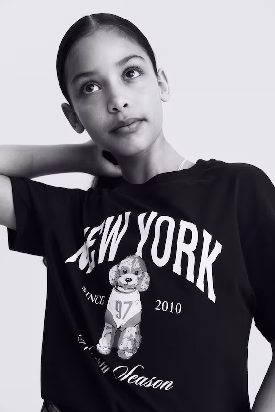 Футболка с принтом из хлопка h&m