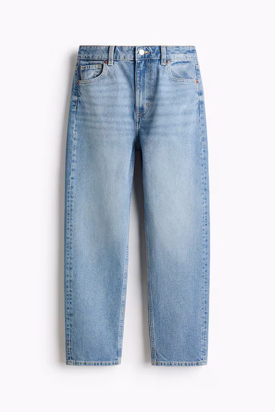 Джинсы mom slim fit с высокой талией и укороченным низом