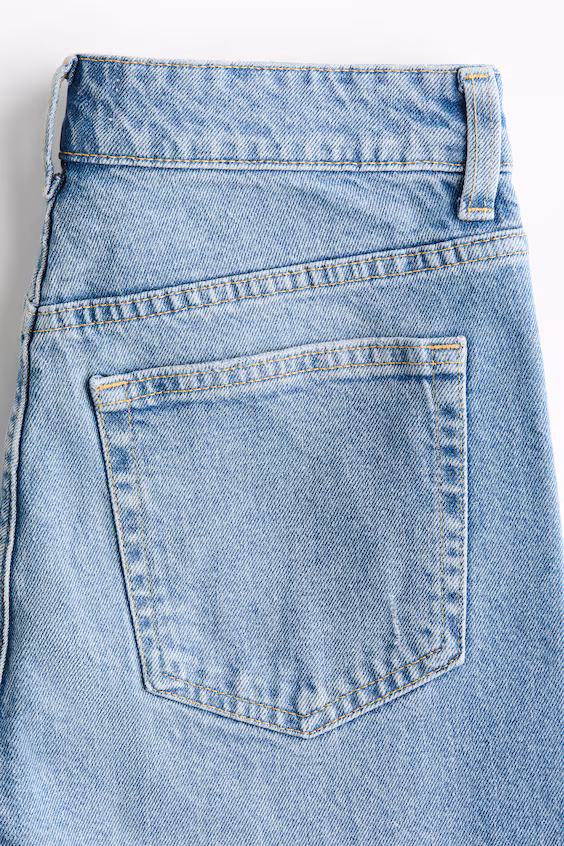 Джинсы mom slim fit с высокой талией и укороченным низом