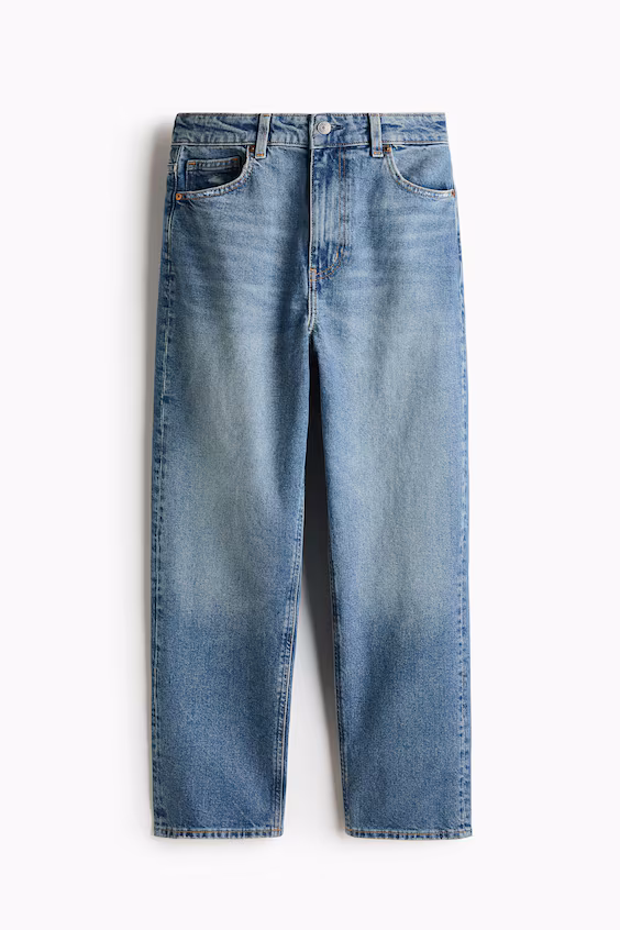 Джинсы mom slim fit с высокой посадкой и укороченным низом