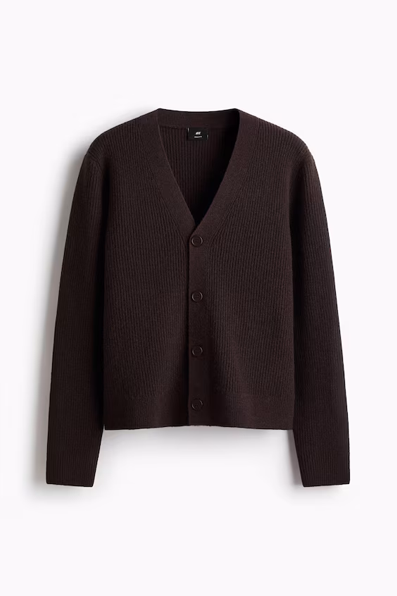 Кардиган из шерстяной трикотажной ткани стандартного кроя