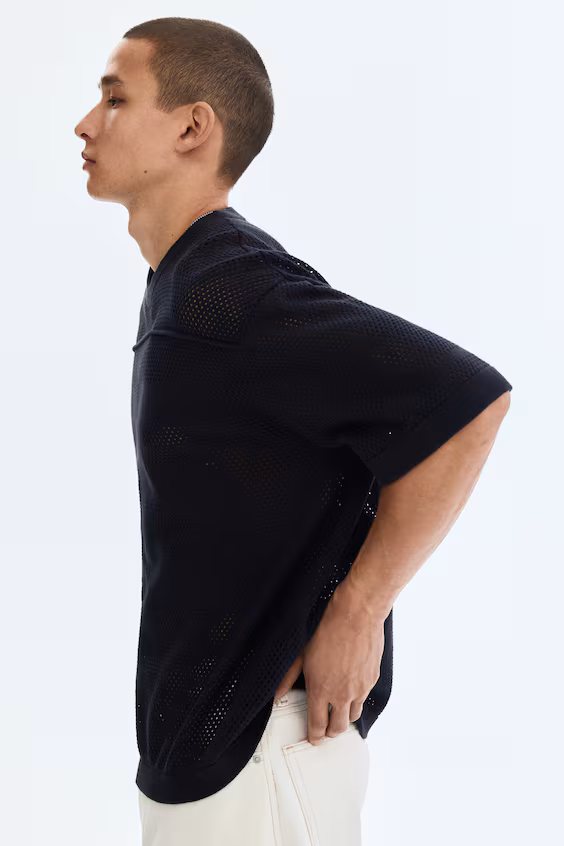 Футболка свободного кроя из открытой ткани relaxed fit