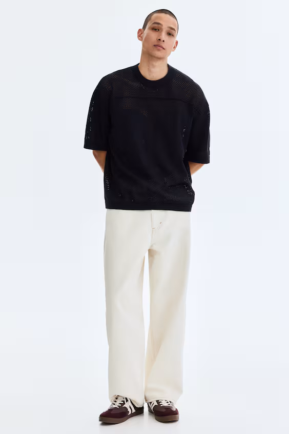 Футболка свободного кроя из открытой ткани relaxed fit