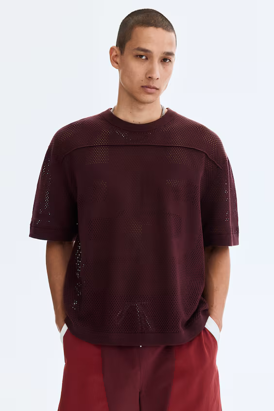Футболка свободного кроя из открытой ткани relaxed fit