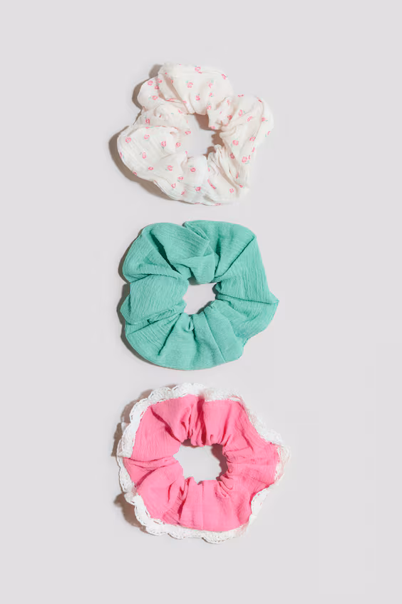 Набор из 3 хлопковых scrunchies