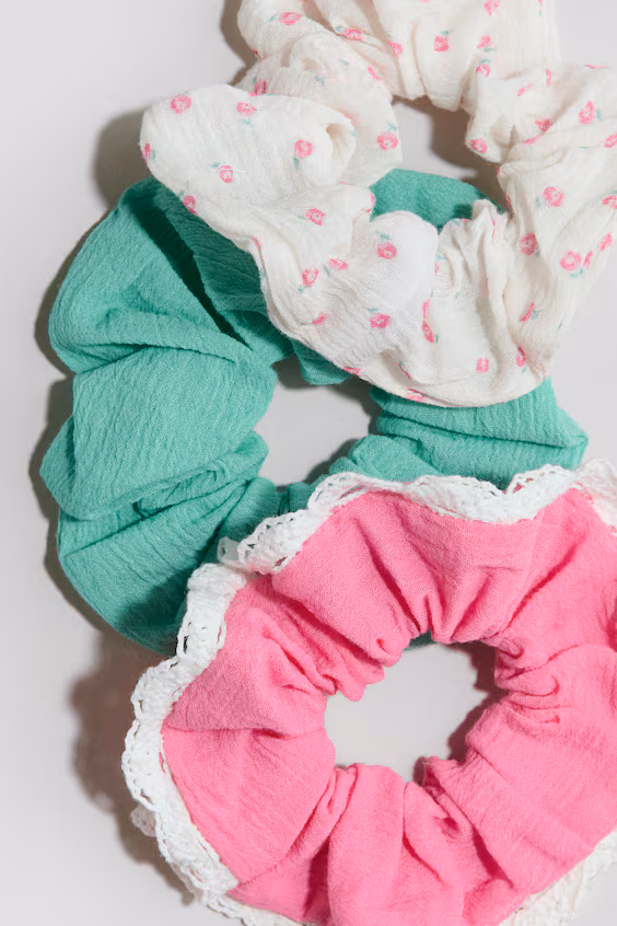 Набор из 3 хлопковых scrunchies