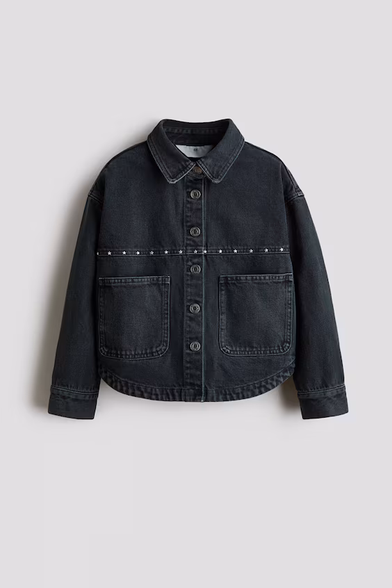 Рубашка из хлопкового саржи с декоративными элементами h&m