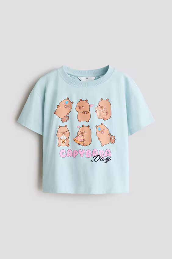 Хлопковая футболка с принтом h&m