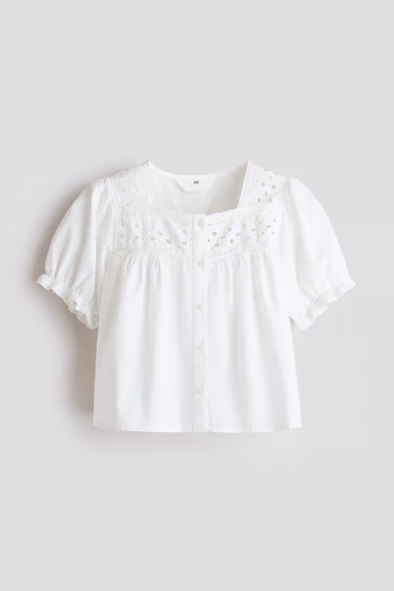 Хлопковая блузка с объемными рукавами h&m